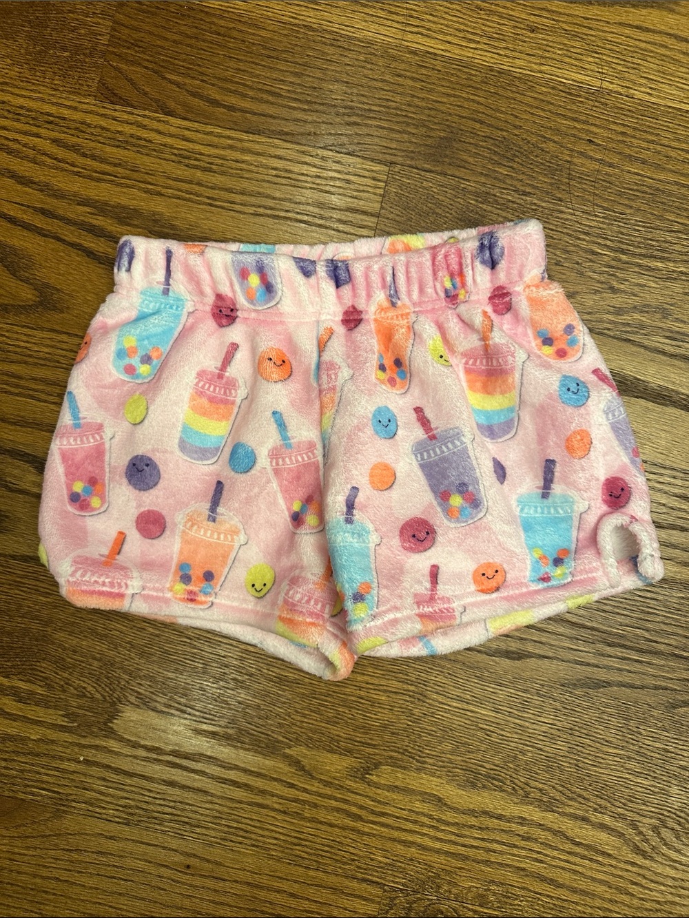 NWT iScream Girls' Pink Rainbow Tea Plush Shorts; M